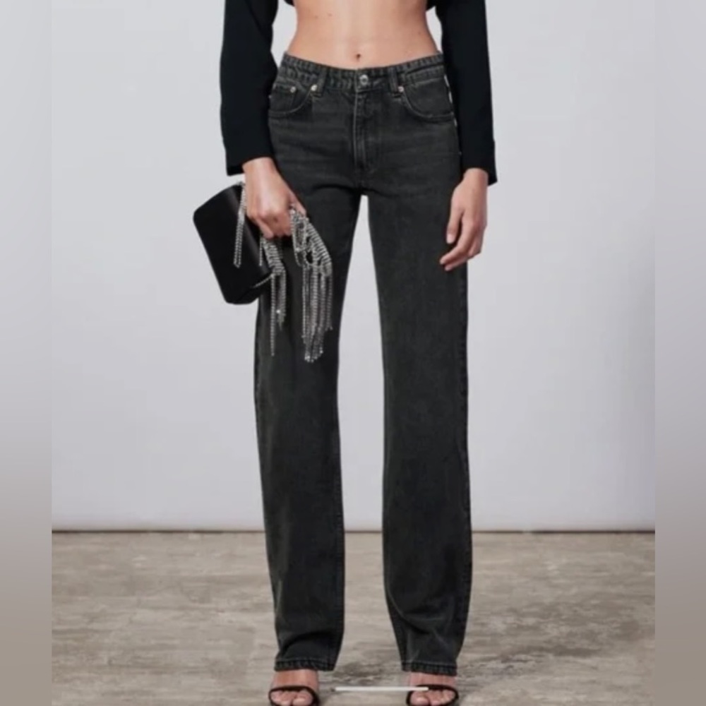 Zara Black Straight-Leg Jeans